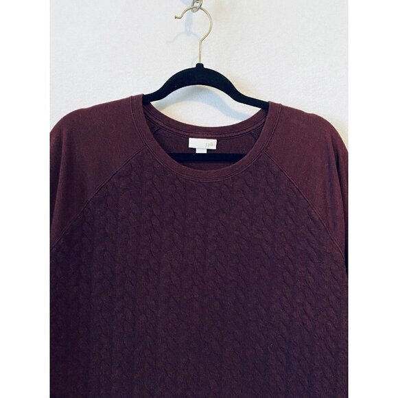 J Jill Sweater Womens Large Quilted Pullover Pockets Crew Neck Burgundy - Picture 2 of 7